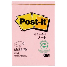 ３Ｍ　ポスト・イット　ノート　再生紙　７５×５０ｍｍ　ピンク　６５６ＲＰ－ＰＮ　１冊