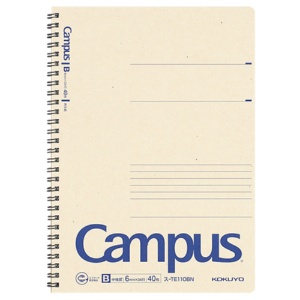 コクヨ　キャンパス再生紙ツインリングノート　セミＢ５　Ｂ罫　４０枚　ス－ＴＥ１１０ＢＮ　１冊1