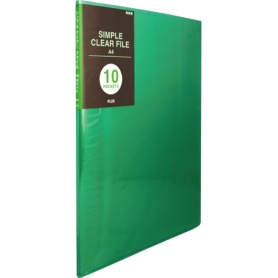 プラス　シンプルクリアーファイル　Ａ４タテ　１０ポケット　背幅６ｍｍ　グリーン　ＦＣ－２１０ＳＣ　１冊