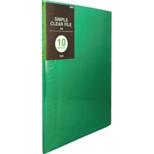 プラス　シンプルクリアーファイル　Ａ４タテ　１０ポケット　背幅６ｍｍ　グリーン　ＦＣ－２１０ＳＣ　１冊1