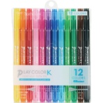 トンボ鉛筆　水性サインペン　プレイカラーＫ　ツインタイプ　１２色（各色１本）　ＧＣＦ－０１１　１パック