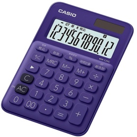 カシオ　カラフル電卓　ミニジャストタイプ　１２桁　パープル　ＭＷ－Ｃ２０Ｃ－ＰＬ－Ｎ　１台