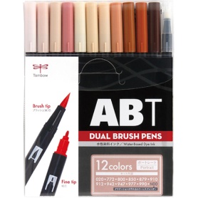 トンボ鉛筆　水性マーカー　デュアルブラッシュペン　ＡＢＴ　１２色（各色１本）　ポートレイト　ＡＢ－Ｔ１２ＣＰＯ　１パック