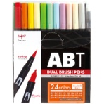 トンボ鉛筆　水性マーカー デュアルブラッシュペン　２４色（各色１本）　ベーシック　ＡＢ－Ｔ２４ＣＢＡ　１パック