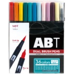 トンボ鉛筆　水性マーカー デュアルブラッシュペン　３６色（各色１本）　ベーシック　ＡＢ－Ｔ３６ＣＢＡ　１パック