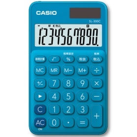 カシオ　カラフル電卓　１０桁　手帳タイプ　レイクブルー　ＳＬ－３００Ｃ－ＢＵ－Ｎ　１台