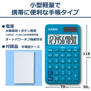 カシオ　カラフル電卓　１０桁　手帳タイプ　レイクブルー　ＳＬ－３００Ｃ－ＢＵ－Ｎ　１台2