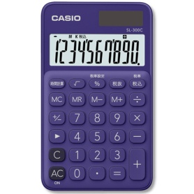 カシオ　カラフル電卓　１０桁　手帳タイプ　パープル　ＳＬ－３００Ｃ－ＰＬ－Ｎ　１台