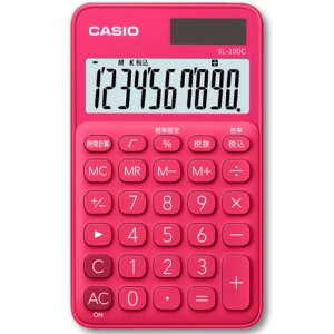 カシオ　カラフル電卓　１０桁　手帳タイプ　ビビッドピンク　ＳＬ－３００Ｃ－ＲＤ－Ｎ　１台1