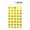 エーワン　特殊ラベル　丸型　数字　直径１５ｍｍ　蛍光黄（黒文字）　「１～１００」各１片　０８０７９　１パック