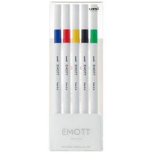 三菱鉛筆　水性サインペン　ＥＭＯＴＴ　５色セット　Ｎｏ．１　ビビッドカラー　ＰＥＭＳＹ５Ｃ．ＮＯ１　１パック1