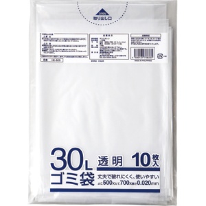 クラフトマン　業務用透明　メタロセン配合厚手ゴミ袋　３０Ｌ　ＨＫ－０２５　１パック（１０枚）1