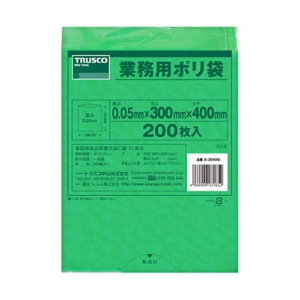 ＴＲＵＳＣＯ　小型緑色ポリ袋　０．０５×３００×４００ｍｍ　Ａ－３０４０Ｇ　１パック（２００枚）1
