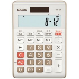 カシオ　余り計算電卓　１２桁　ミニジャストタイプ　ベージュ　ＭＰ－１２Ｒ－ＢＥ－Ｎ　１台