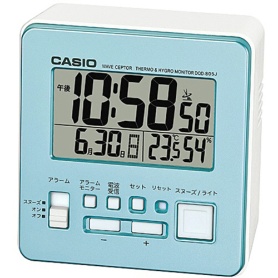 カシオ　デジタル電波置時計　温湿度計付　パールブルー　ＤＱＤ－８０５Ｊ－２ＪＦ　１台