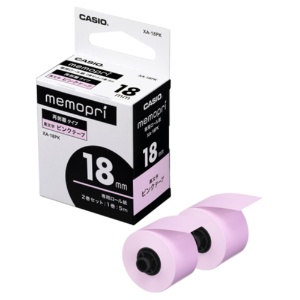 カシオ　メモプリンター　メモプリ　付箋テープ　１８ｍｍ幅×５ｍ　ピンク　ＸＡ－１８ＰＫ　１パック（２個）1