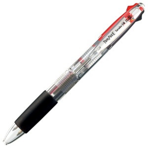 ＴＡＮＯＳＥＥ　ノック式油性２色ボールペン（なめらかインク）　０．５ｍｍ　（軸色：クリア）　１本1