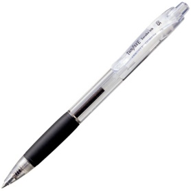 ＴＡＮＯＳＥＥ　ノック式油性ボールペン（なめらかインク）　０．５ｍｍ　黒　（軸色：クリア）　１セット（１０本）