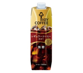 キーコーヒー リキッドコーヒー 天然水 無糖(テトラプリズマ) 1L 1ケース(6本)