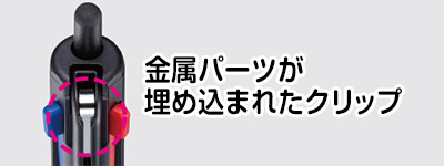 金属パーツが埋め込まれたクリップ。