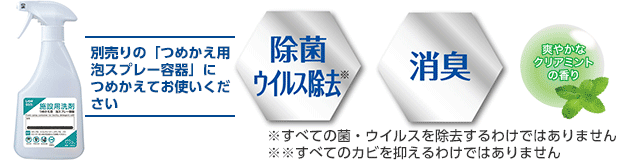 除菌・ウイルス除去、消臭、爽やかなクリアミントの香り