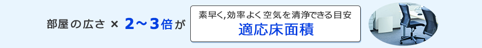 部屋の広さ×２～３倍が素早く,効率よく空気を清浄できる目安 適応床面積