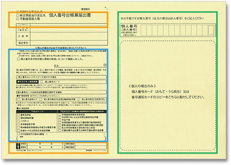 個人番号台帳兼届出書(表面)