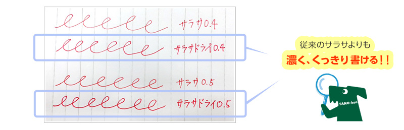 従来のサラサよりも濃く、くっきり書ける！