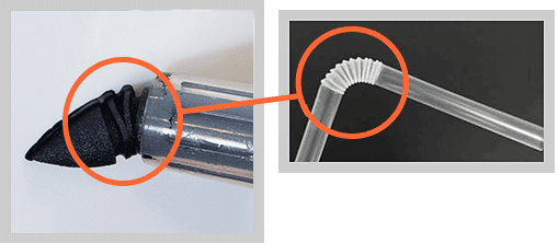 先端のスリットはストローのジャバラがヒントになった
