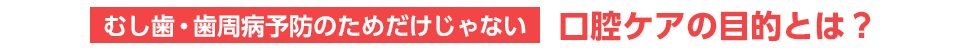 むし歯・歯周病予防のためだけじゃない、口腔ケアの目的とは？