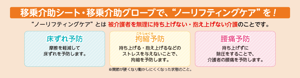 移乗介護シート・移乗介助グローブで、”ノーリフティングケア”を！