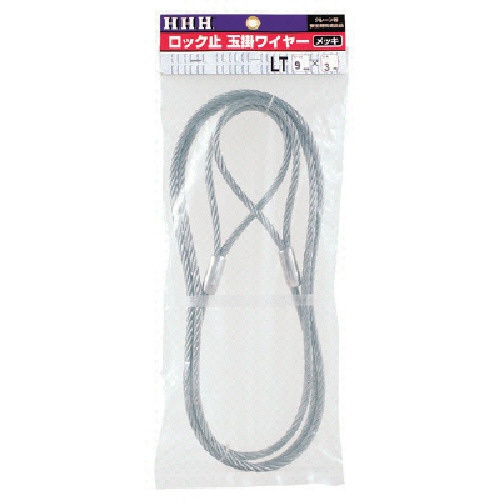 スリーエッチ　ロック止玉掛ワイヤー　メッキ　１２ｍｍ×６ｍ　ＬＴ１２ＭＭＸ６Ｍ　１本1
