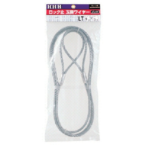 スリーエッチ　ロック止玉掛ワイヤー　メッキ　６ｍｍ×１ｍ　ＬＴ６ＭＭＸ１Ｍ　１本1