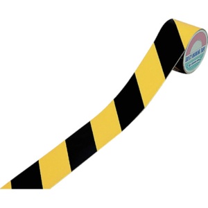日本緑十字社　反射トラテープ（ラインテープ）　黄／黒　４５ｍｍ幅×１０ｍ　屋内用　２５６３０２　１巻1