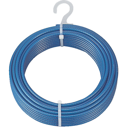 お取り寄せ】TRUSCO メッキ付ワイヤロープ PVC被覆タイプ 6(8)mm×50m-