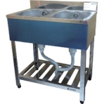 東製作所　二槽シンク（ホース付）　７５０×４５０×８００　ＫＰ２－７５０　１台