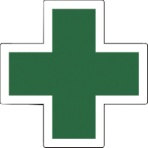 日本緑十字社　ヘルメット用ステッカー　緑十字マーク　３４×３４ｍｍ　反射式タイプ　２３３１３１　１パック（５枚）