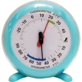 シンワ測定　温湿度計Ｑ－２　丸型１０ｃｍライトブルー　７０４９６　１個