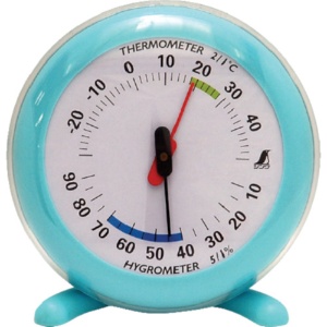 シンワ測定　温湿度計Ｑ－２　丸型１０ｃｍライトブルー　７０４９６　１個1
