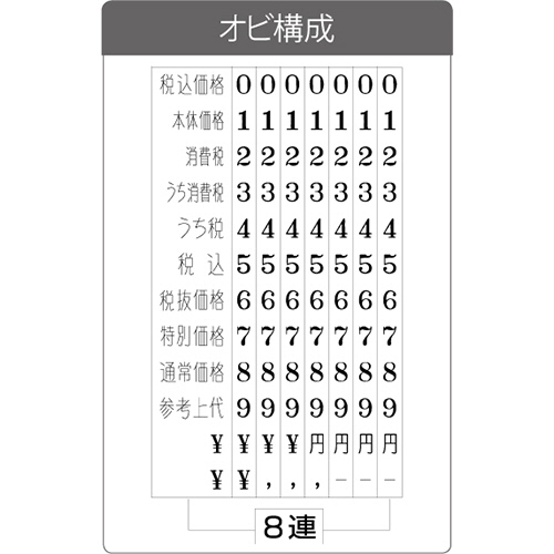 完璧すぎて可愛げがない たのめーる】サンビー 5号 総額表示用8連 テクノタッチ回転印 印鑑・スタンプ