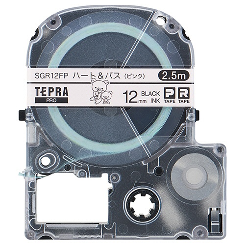 キングジム　テプラ　ＰＲＯ　テープカートリッジ　リラックマラベル　１２ｍｍ　ハート＆バス（ピンク）／黒文字　ＳＧＲ１２ＦＰ　１個1