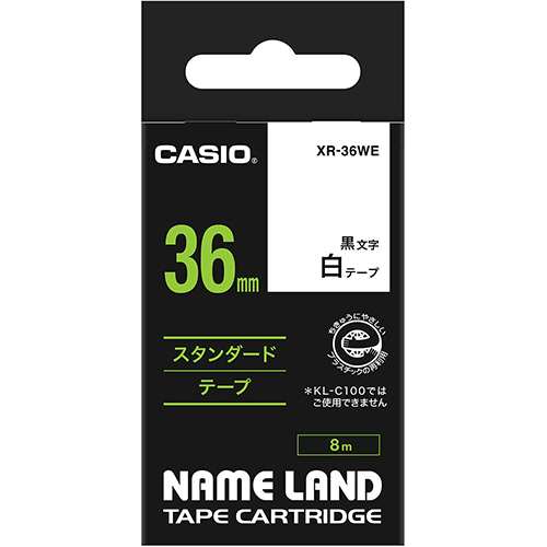 たのめーる】カシオ NAME LAND スタンダードテープ 36mm×8m 白/黒文字