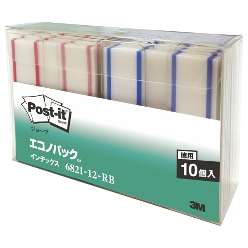 ３Ｍ　ポスト・イット　ジョーブ　エコノパック　インデックス（記入用）　４４×５０ｍｍ　レッド・ブルー　６８２１－１２－ＲＢ　１パック（１０冊：各色５冊）1