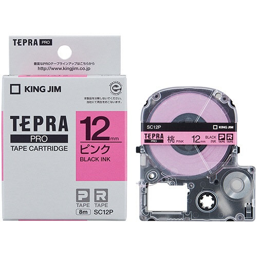 キングジム　テプラ　ＰＲＯ　テープカートリッジ　パステル　１２ｍｍ　ピンク／黒文字　ＳＣ１２Ｐ　１個3