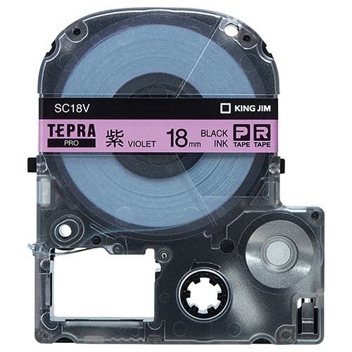 キングジム　テプラ　ＰＲＯ　テープカートリッジ　パステル　１８ｍｍ　紫／黒文字　ＳＣ１８Ｖ　１個1