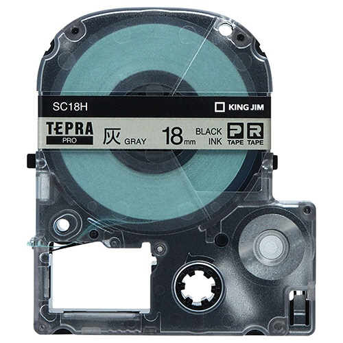 キングジム　テプラ　ＰＲＯ　テープカートリッジ　パステル　１８ｍｍ　灰色／黒文字　ＳＣ１８Ｈ　１個1