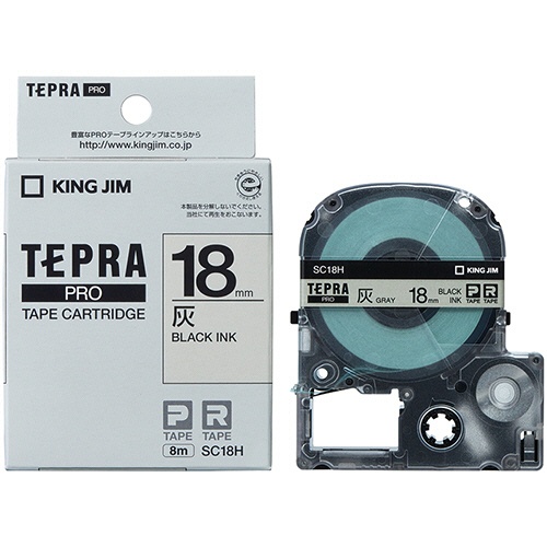 キングジム　テプラ　ＰＲＯ　テープカートリッジ　パステル　１８ｍｍ　灰色／黒文字　ＳＣ１８Ｈ　１個3