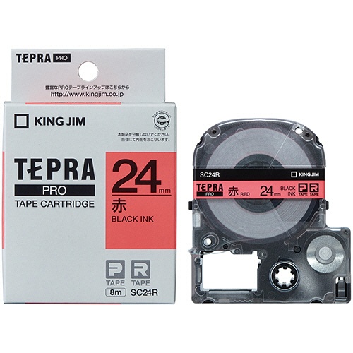 キングジム　テプラ　ＰＲＯ　テープカートリッジ　パステル　２４ｍｍ　赤／黒文字　ＳＣ２４Ｒ　１個3