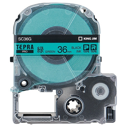 キングジム　テプラ　ＰＲＯ　テープカートリッジ　パステル　３６ｍｍ　緑／黒文字　ＳＣ３６Ｇ　１個1