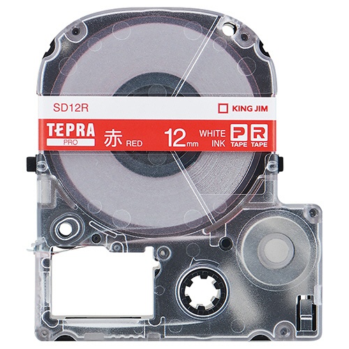 キングジム　テプラ　ＰＲＯ　テープカートリッジ　ビビッド　１２ｍｍ　赤／白文字　ＳＤ１２Ｒ　１個1